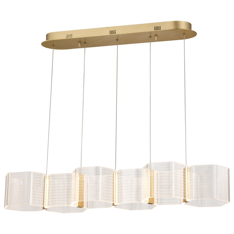Kenzo - LED Mini Pendant -  Anodized  - Light Guide Panel, 5.5" H x 37.13" W x 10.25" D, 6 Lights