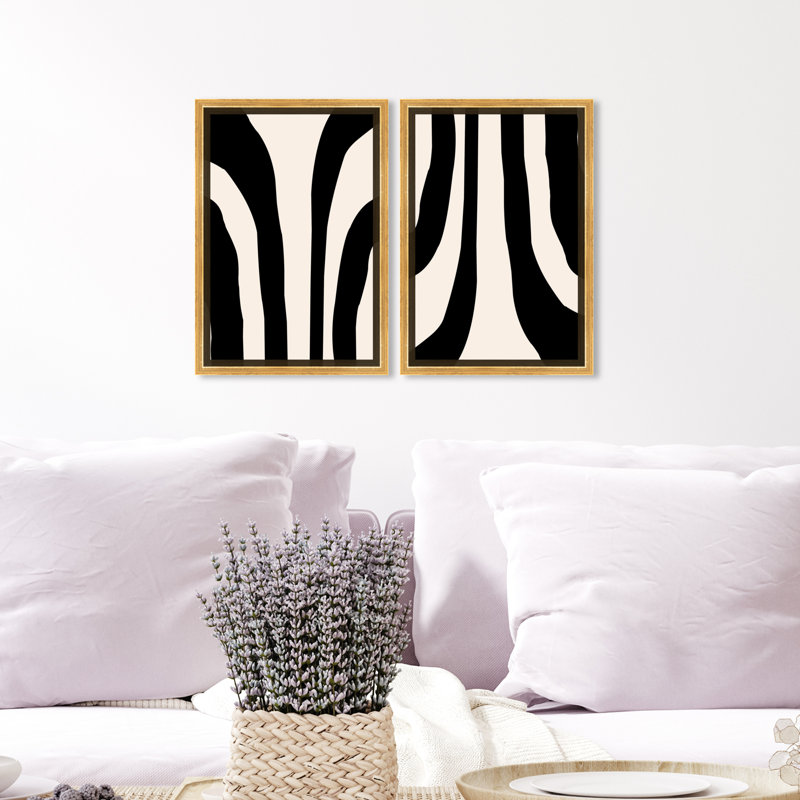 Minimal - ensemble de 2 impressions sur toile, H 16,5 po x l 23 po, Toile avec cadre doré
