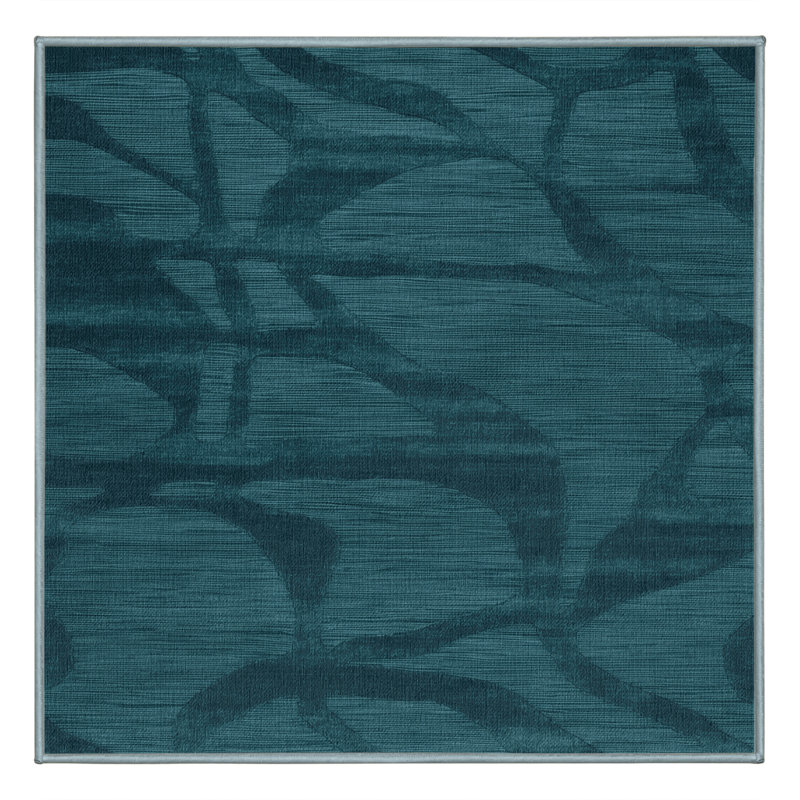Tapis bleu abstrait lavable à la machine, Carré 5 pi