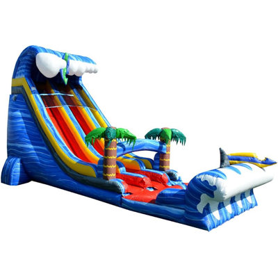 JumpOrange 22 FT Shark Sighted Dual Lane Water Slide with Detachable Deep Pool (with Blower)