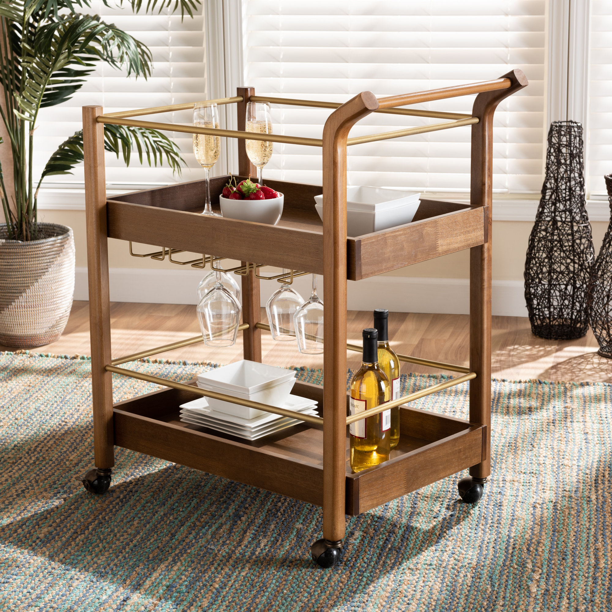Prep & Savour Hydeville 2-Tier Bar Cart & Reviews | Wayfair