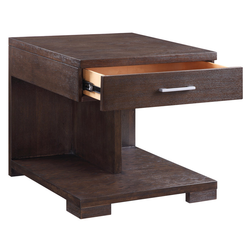 Table classique en noyer avec tiroir et tablette inférieure pour le rangement décoratif en noyer de style moderne