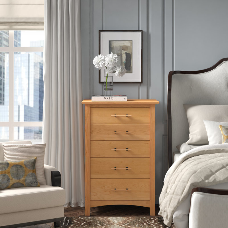 Monterey 5 - Drawer Solid Wood Dresser, Cognac Cherry