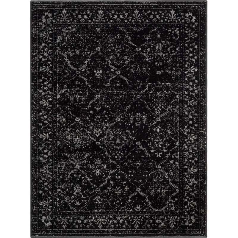  Tapis noir à motif floral rétro Zazzle Argos, Rectangle 3 pi 11 po x 5 pi 3 po