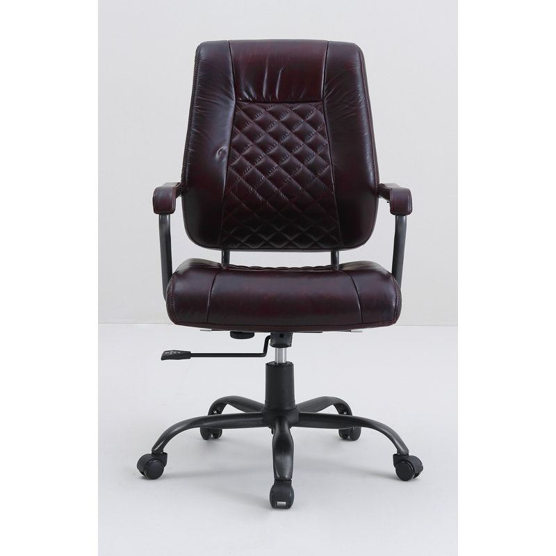 Fauteuil de direction en cuir véritable Rockett, Noir, Brun marocain