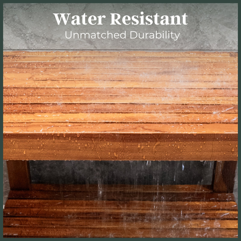 Collinge Teak Shower Bench, 18" H x 30" W x 12.25" D