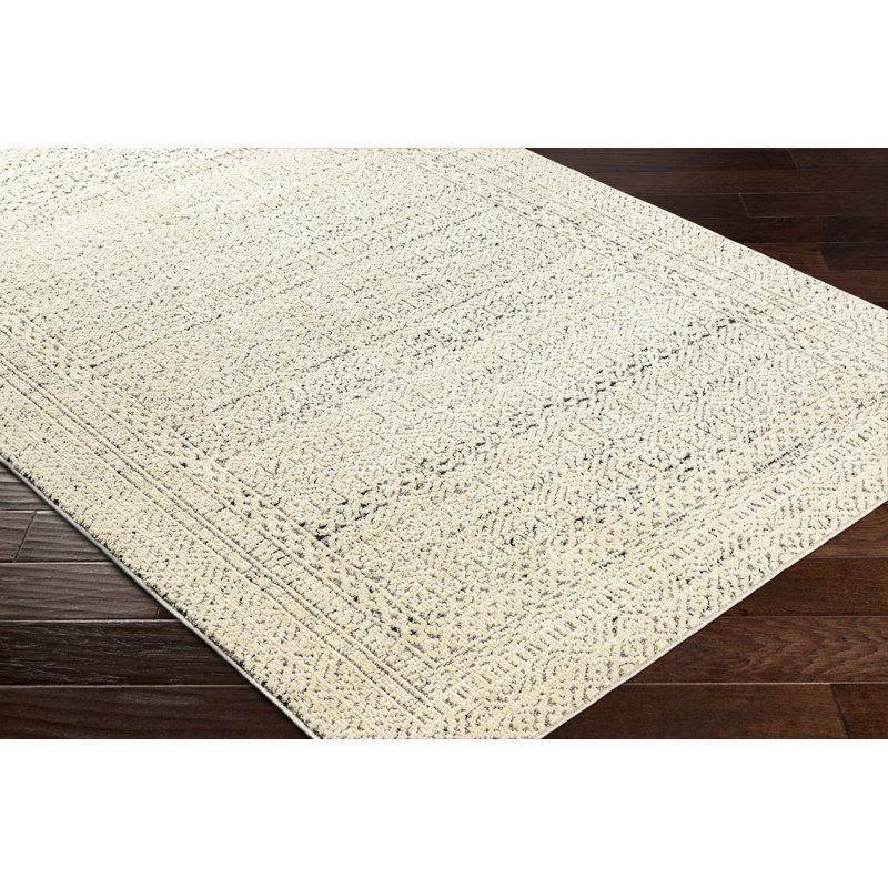 Bittor Machine Woven Polyester/Polypropylene Area Rug in Ivory/Gray/Black, Rectangle 9'2" x 11'11"