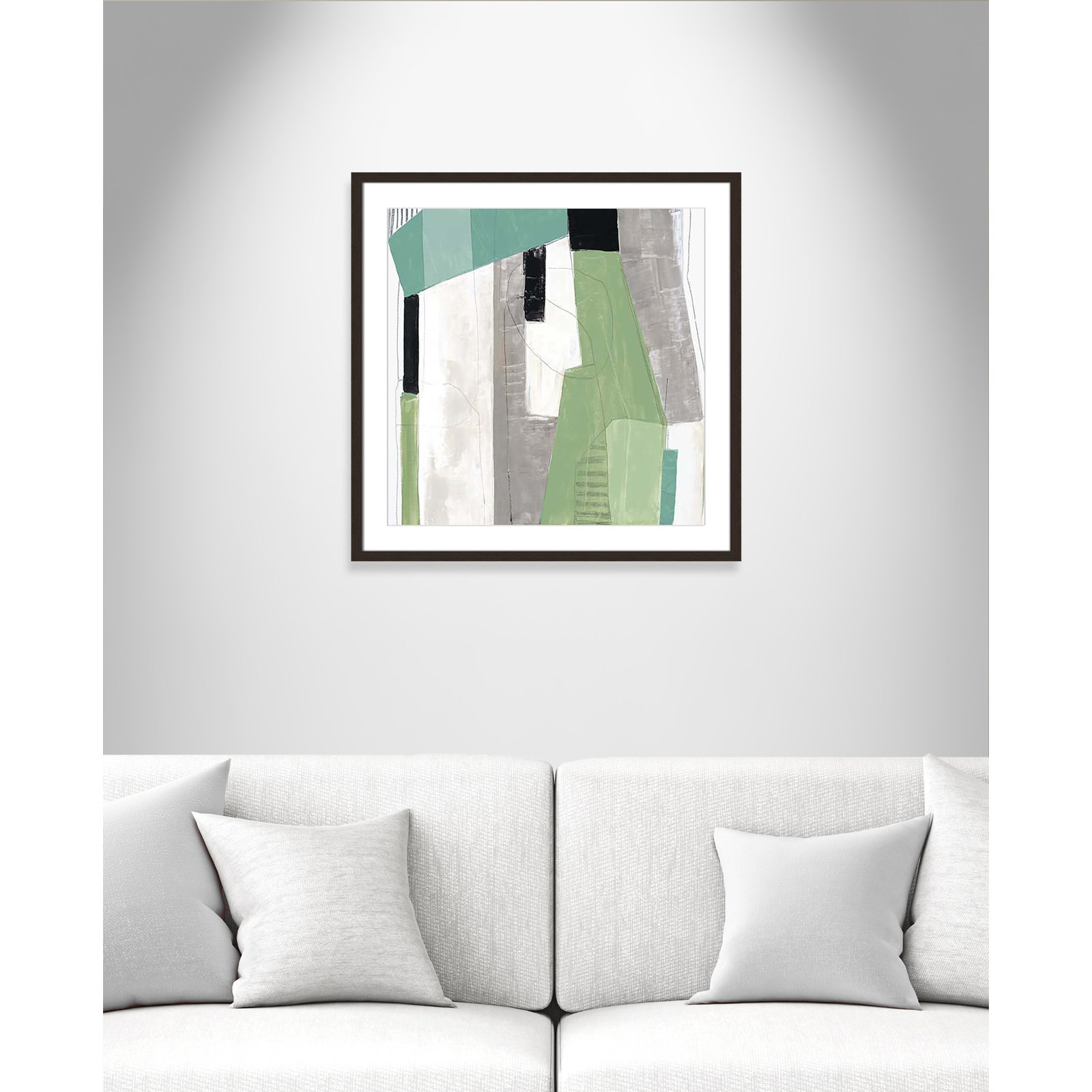 Evergreen Essence I Print, 27.5" H x 27.5" W x 1.25" D, Walnut Box Framed