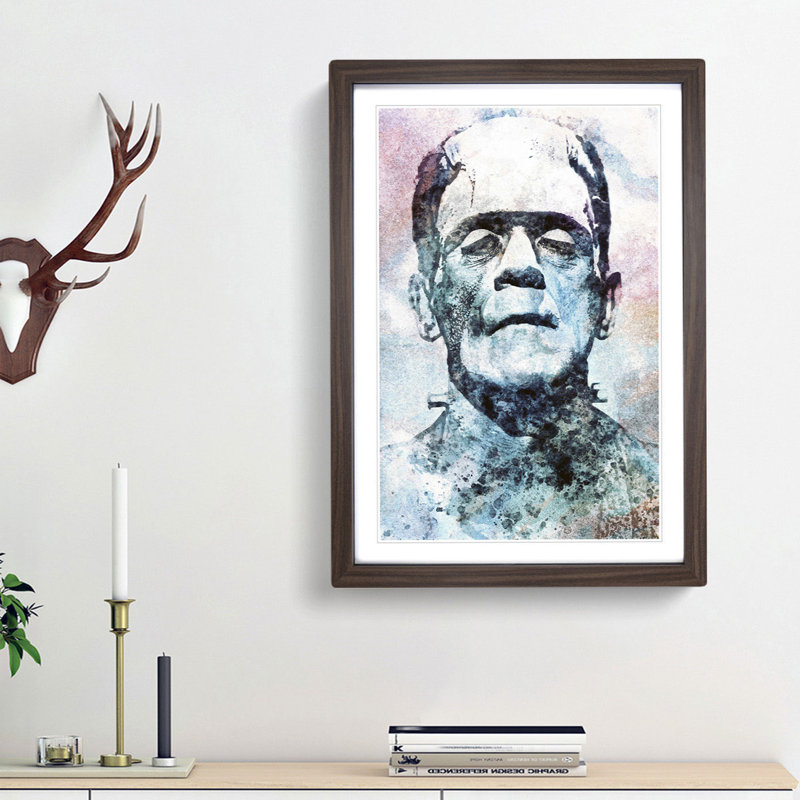 Frankenstein in Abstract - Picture Frame Painting Print, 65cm H x 48cm W x 2cm D, Walnut Framed