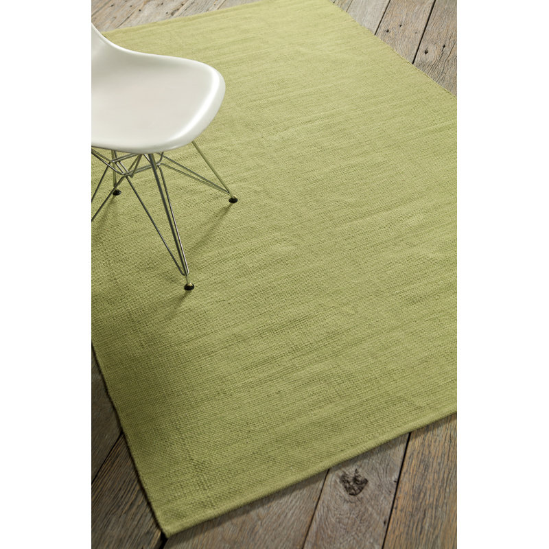 Tapis en coton tissé à la main Temme, Rectangle 3 pi 6 po x 5 pi 6 po, Vert