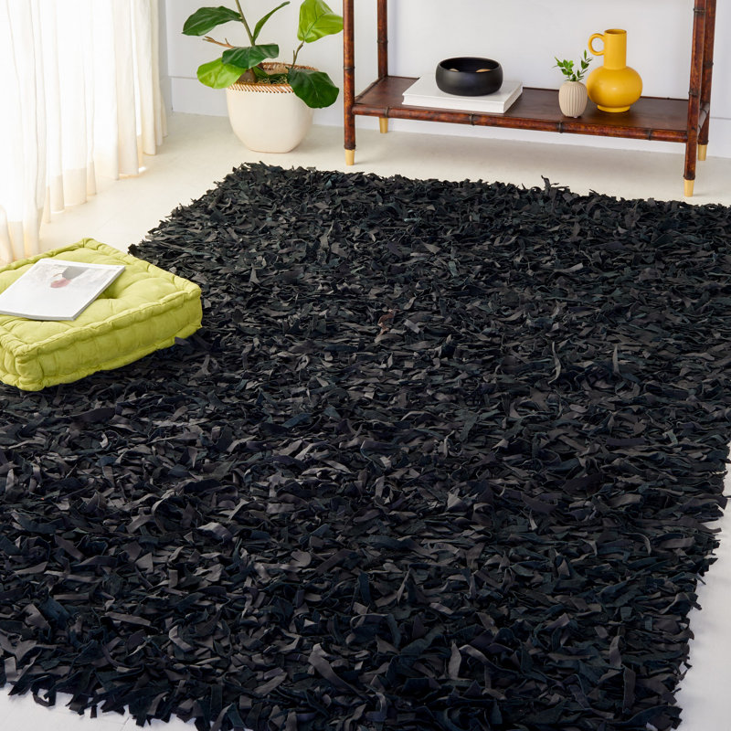 Tapis de couleur unie en coton / coton tissé à la main Arik, Rectangle 5 pi x 8 pi
