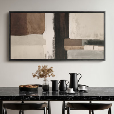 Extra Large Earth Tone Geometric Block Abstract Minimal Modern Composition Print Wall Art