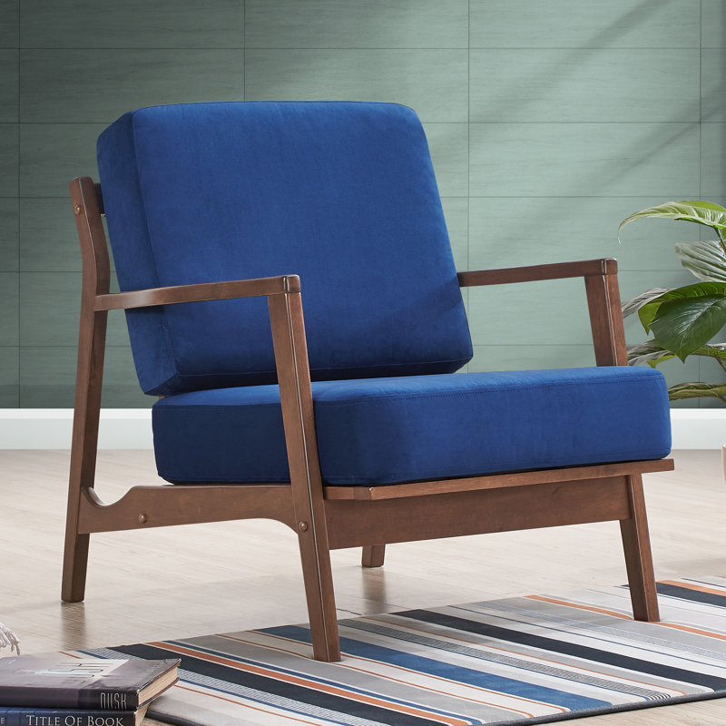 Jasper Upholstered Modern Armchair, Blue Velvet