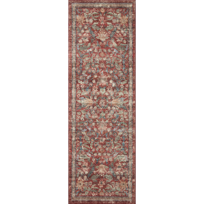 Rifle Paper Co. x Loloi Courtyard Crimson Area Rug feat. CloudPile, Runner 2'6" x 9'6"