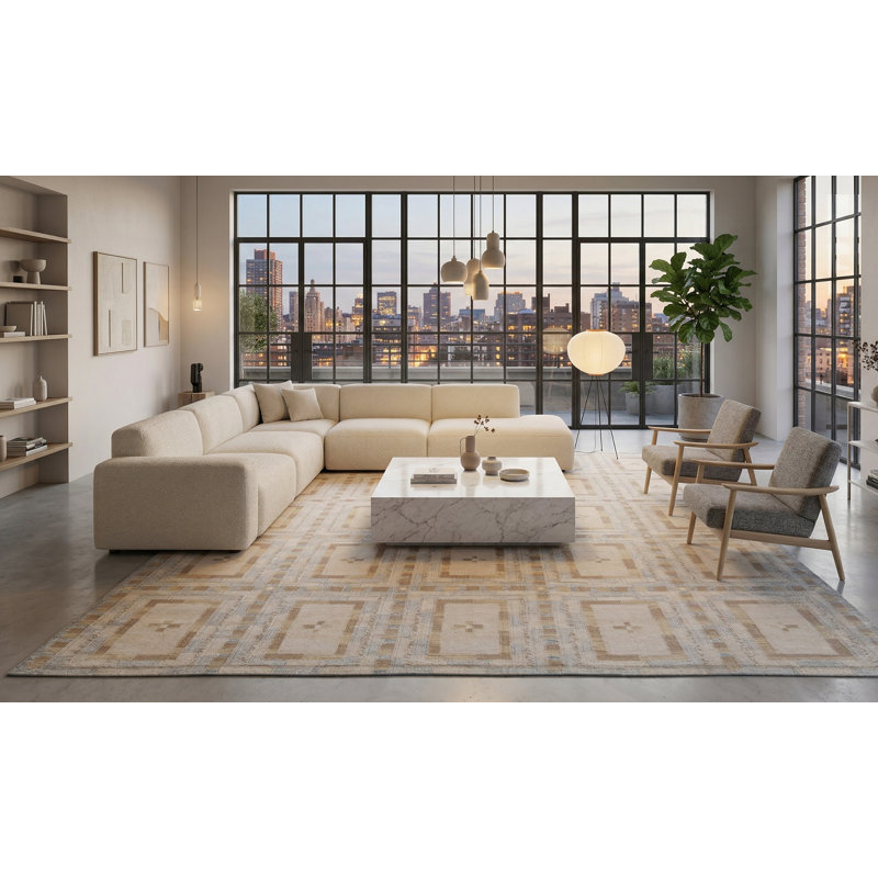 Scandinavian Wool Geometric Area Rug, Rectangle 10' x 14'