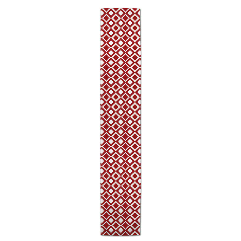 Chemin de table en losanges pointillé Nalston, 72 po x 16 po, Rouge, Géométrique 3