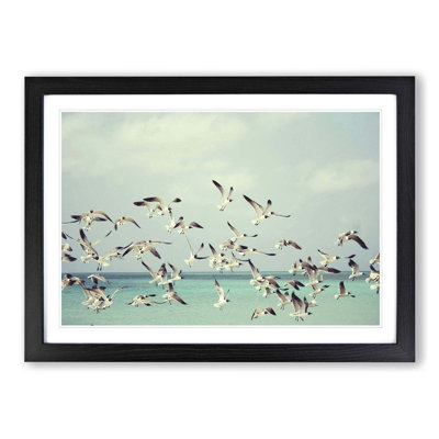 Seagulls Over the Sea Framed Photographic - Framed Print