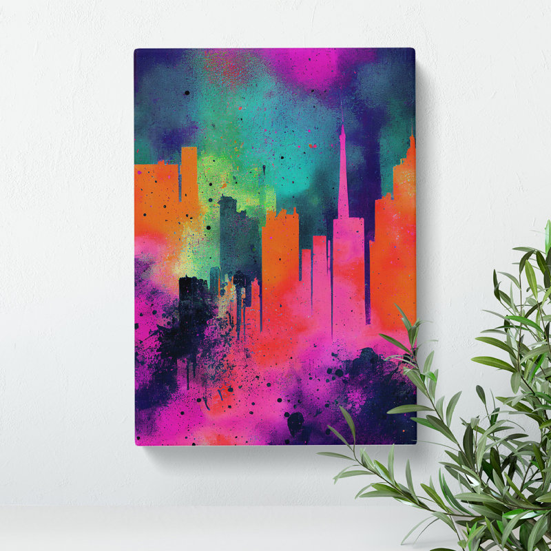 Splashed City Skyline No.1 Abstract - Wrapped Canvas, 50cm H x 35cm W x 3cm D