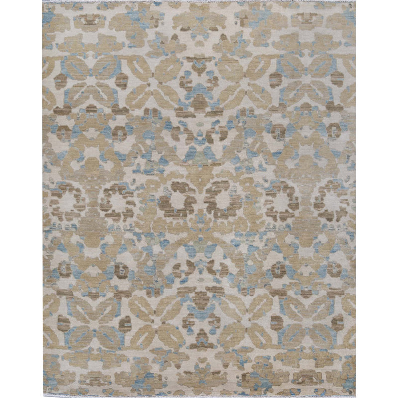 Tapis beige noué à la main de haute qualité