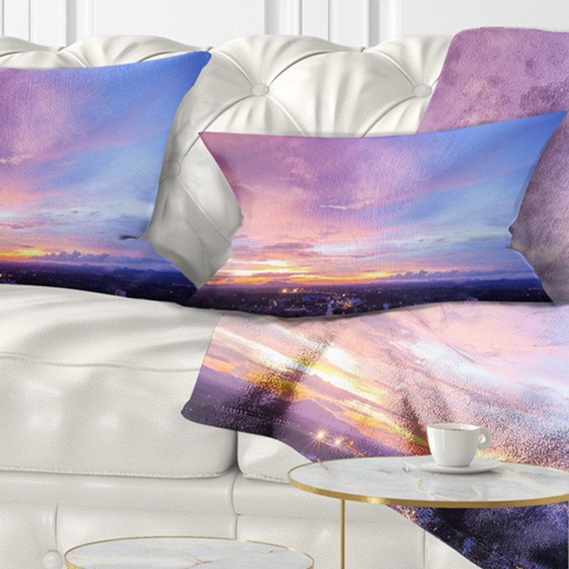 Paysage, beau coucher de soleil à Trang, oreiller, Thaïlande, 12 po x 20 po, Rectangle
