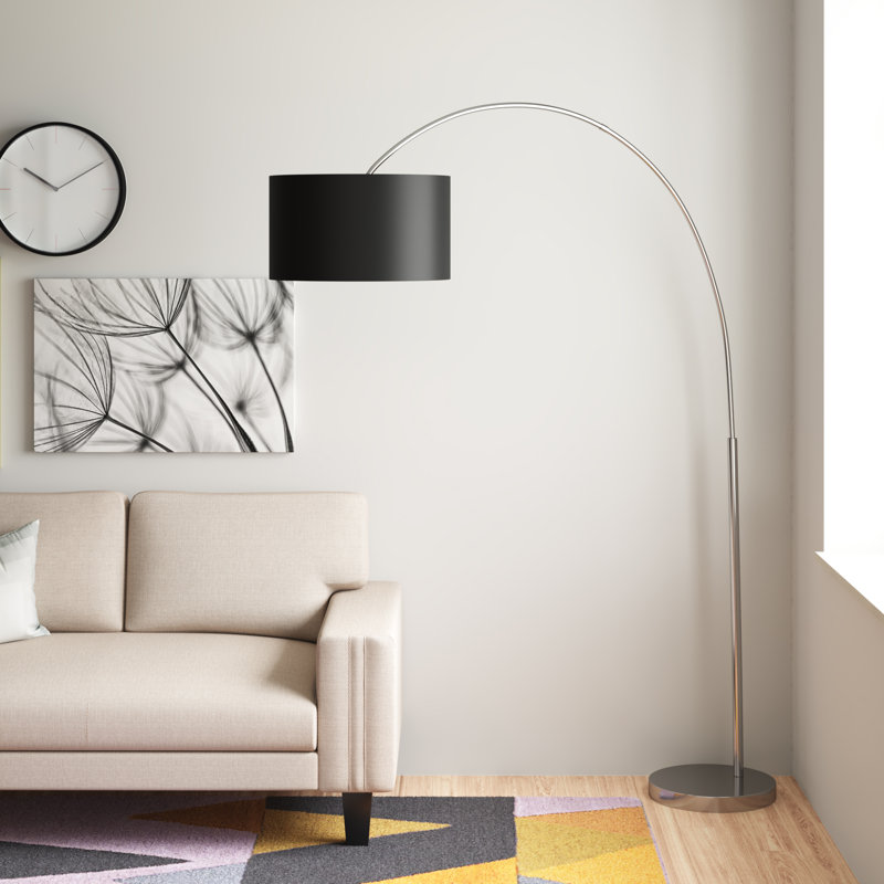 Bradham 209cm Chrome Plated Arched Floor Lamp