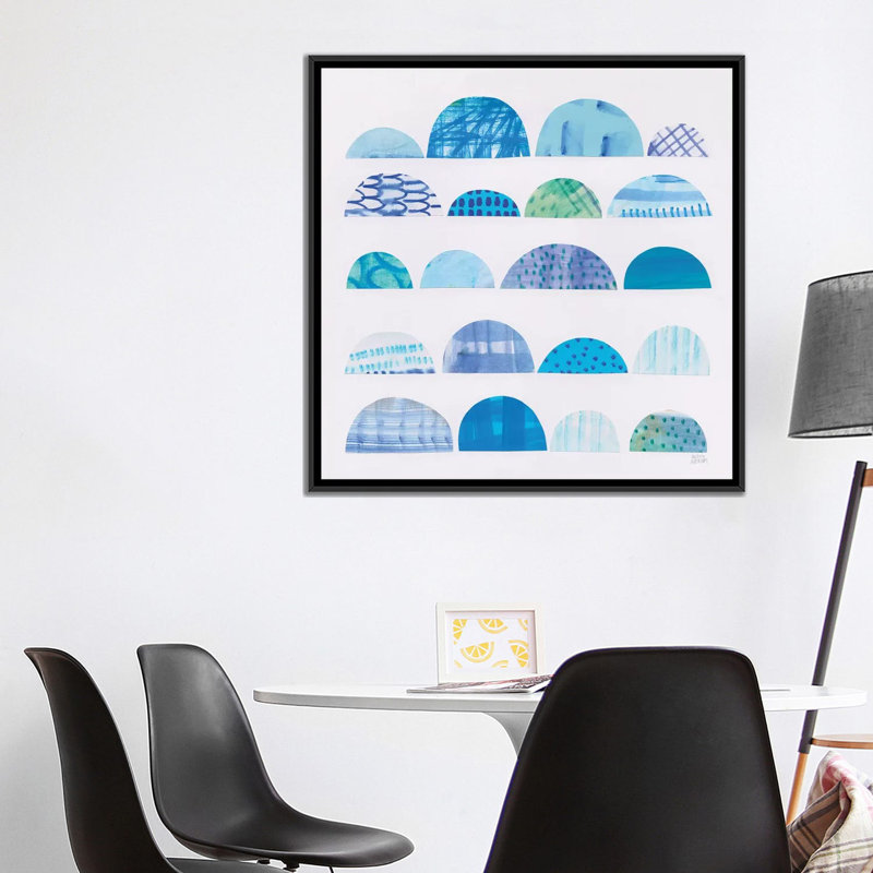 « half moon abstract i », impression sur toile, H 37 po x l 37 po x P 1,5 po, Toile avec cadre noir, Pas de tapis