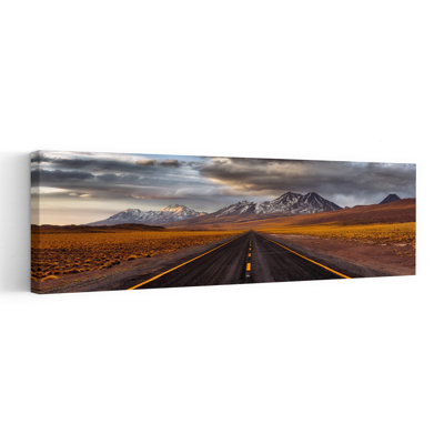 Golden Desert Mountain Road, art dramatique abstrait contemporain, paysage de montagne