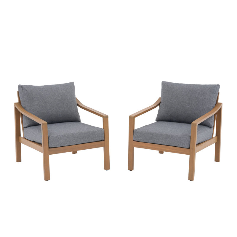  Chaise d'extérieur avec coussins Vanover, Gris