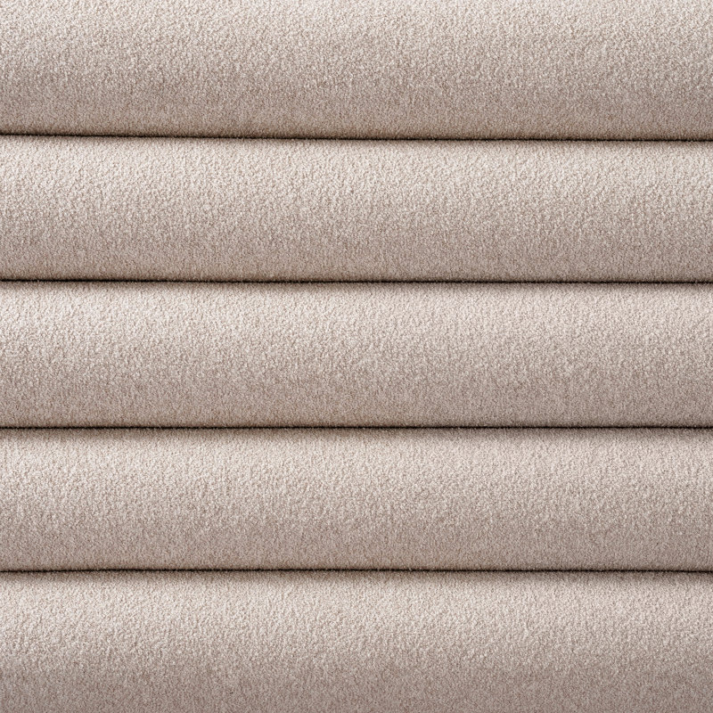 Cadre de grand lit pour chambre à coucher côtière moderne, tête de lit Taupe Boucle, bois de soutien à poids élevé avec tissu de bois franc d'ingénierie recouvert de tissu, système de lattes silencieuses, capacité de poids de 800 livres, facile
