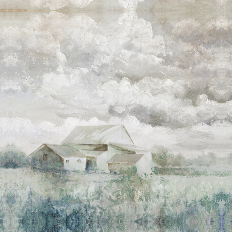 Cloudy Desat Barn - Wrapped Canvas Painting, 12" H x 12" W, No, Wrapped Canvas