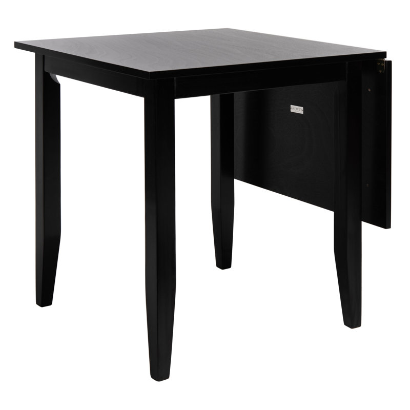 Hetherington 47.24 " Extendable Rubberwood Rectangular Solid Wood Top with Solid Wood Base Dining Table, Black