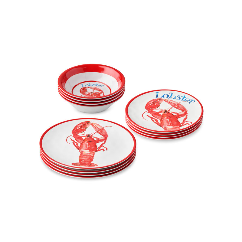 Dinnerware Set Beach House Lobster 12PC Melamine - Thumbnail 5