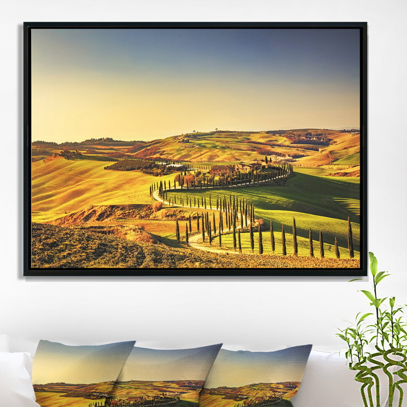 «Crete Senesi Country Landscape Tuscany», photographie, H 12 po x l 20 po x P 1 po, Cadre flottant