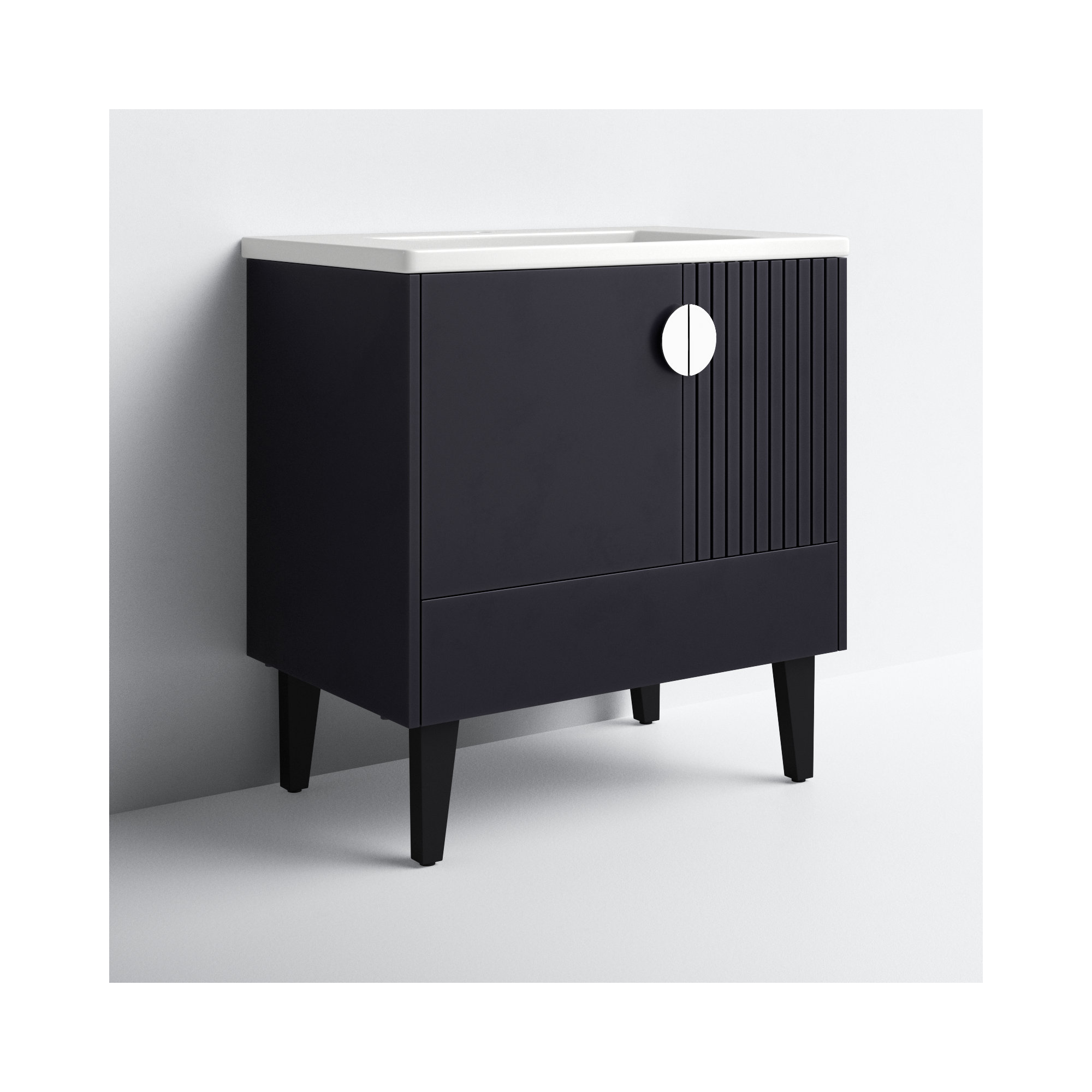 Saimah 30'' Single Bathroom Vanity, Black, Polished Chrome