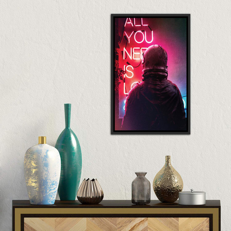 «All You Need» par Transparent - impression d'art graphique, Toile encadrée noir délavé, H 26 po x l 18 po x 1,5 po