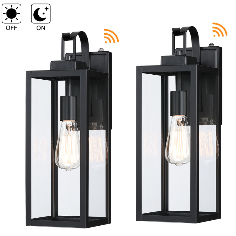 Applique murale lanterne murale d'extérieur noir mat 1 lumière Neeja, H 17,75 po x l 6 po x P 7,8 po