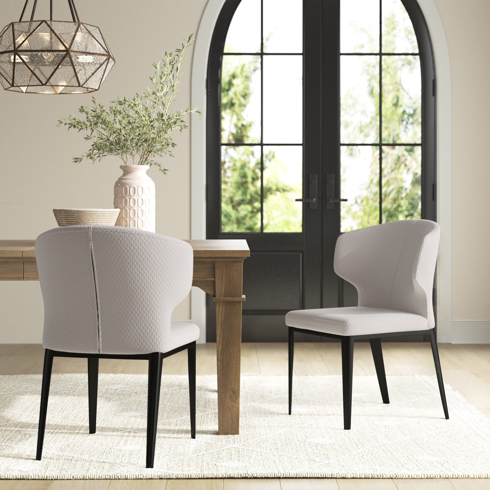 Nakia Dining Chair, Beige Faux Leather