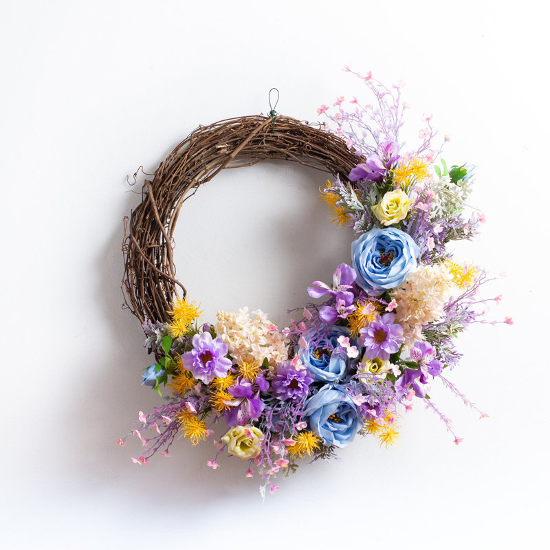 Couronne de printemps pastel princesse - rose, lilas rose et lavande Alstroemeria