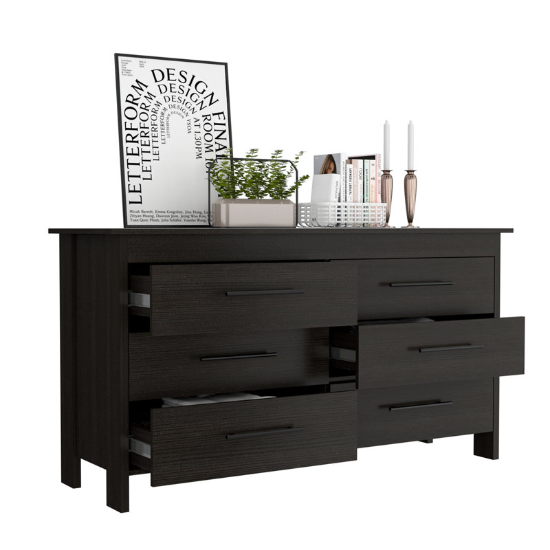 Commode 6 tiroirs Wenge, ensemble de 2