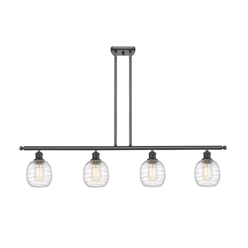 Luminaire suspendu linéaire à 4 lumières pour îlot de cuisine Carlucci, DEL, Bronze huilé