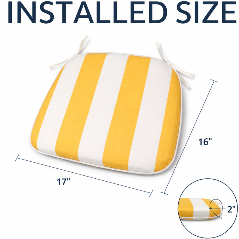 Outdoor Seat Cushion, White Yellow Striped