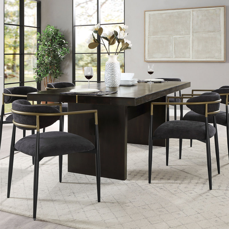 Ensemble de salle à manger 7 pièces Jaramillo avec table rectangulaire et chaises d'appoint confortables, parfait pour les réunions de famille et les expériences culinaires élégantes., Ensemble de table de salle à manger