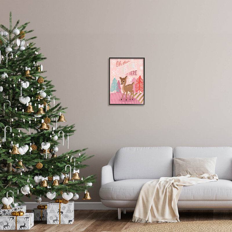 Oh Deer Christmas Is at-155, Giclée encadrée noir minuit, H 20 po x l 16 po x P 1,5 po