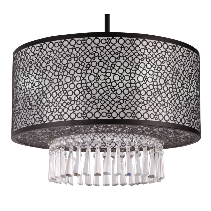 Lustre cylindrique unique et remarquable à 3 lumières william, Noir, H 39 po x l 20 po x P 12 po