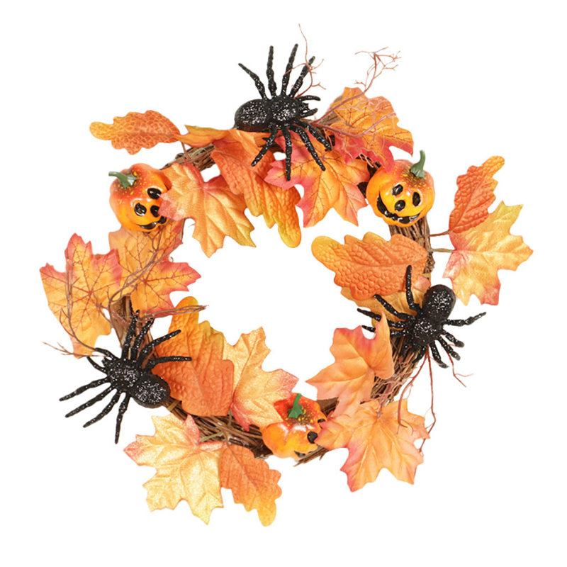 Halloween maple leaf decorated wreath