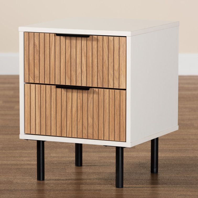 Frame 2 - Drawer End Table with Storage - White / Tan