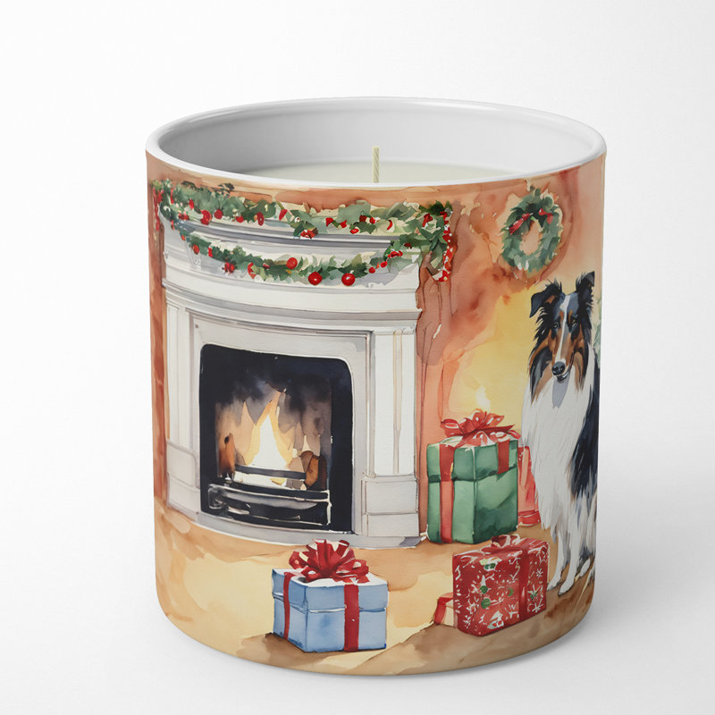 Bougie de Noël parfumée avec support en céramique