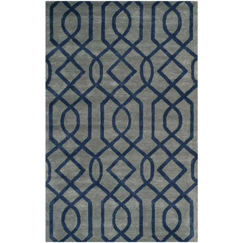 Mangan Geometric Wool Hand Woven Area Rug, Rectangle 107 x 168 cm