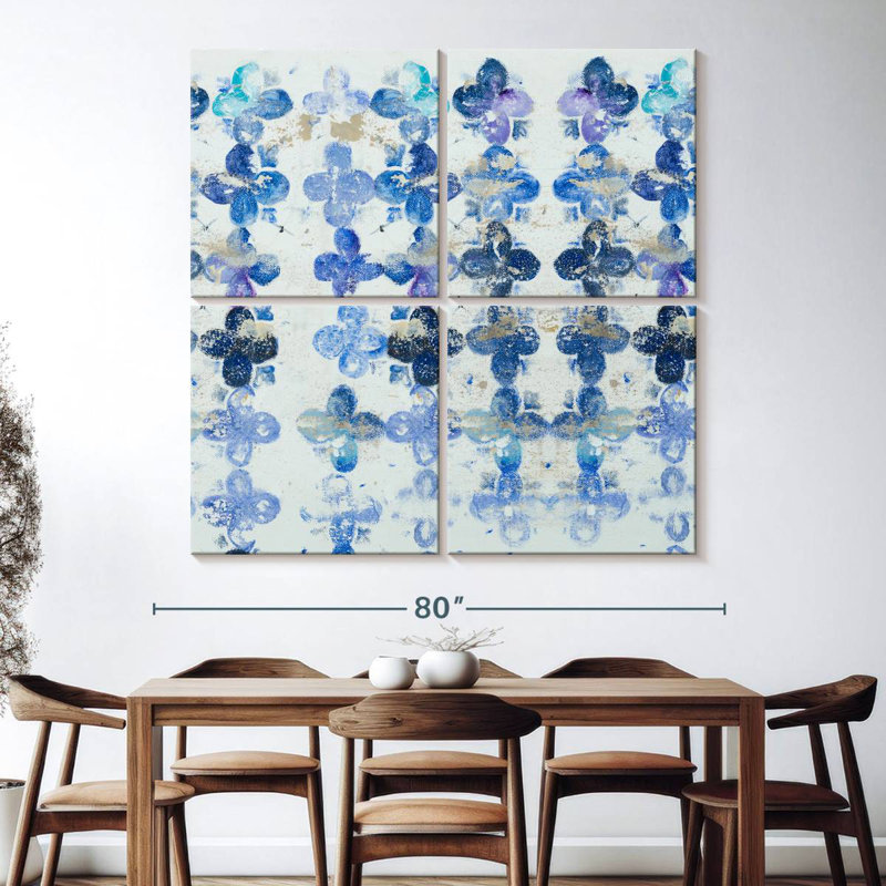 Avery Blue Quatrefoil I, 74" H x 74" W