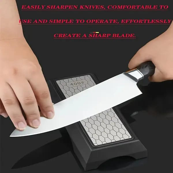 Pierre à aiguiser diamantée double face 400 # / 1000 # avec grain grossier et fin et base antidérapante - convient aux couteaux de cuisine, aux ciseaux, aux haches et aux outils de travail du bois, offrant des cadeaux pratiques pour la maison